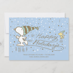 Cartes Pour Fêtes Annuelles cacahuètes   Snoopy & Woodstock Patinage d'hiver