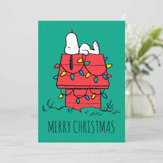 Cartes Pour Fêtes Annuelles cacahuètes | Snoopy's Dog House With Lights (Debout devant)