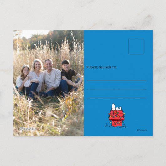 Cartes Pour Fêtes Annuelles cacahuètes | Snoopy's Dog House With Lights (Dos)