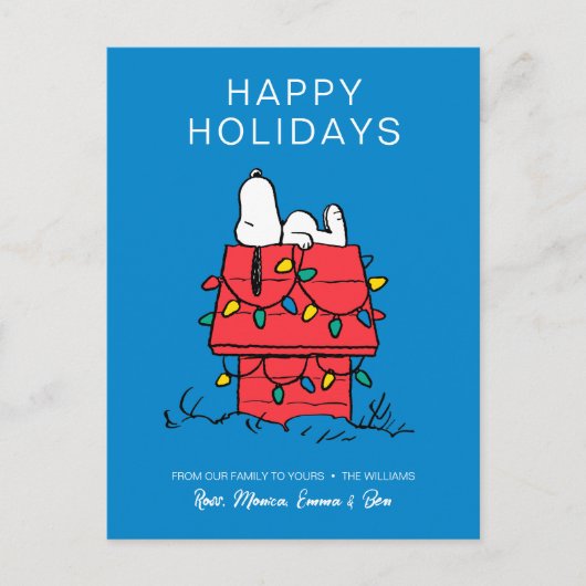 Cartes Pour Fêtes Annuelles cacahuètes | Snoopy's Dog House With Lights (Devant)