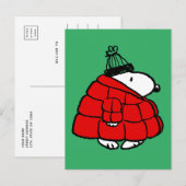 Cartes Pour Fêtes Annuelles cacahuètes | Veste Snoopy Red Puffer (Devant / Derrière)