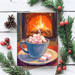 Cartes Pour Fêtes Annuelles Cacao Chaud Cheminée d'Hiver
