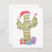 Cartes Pour Fêtes Annuelles Cactus de Noël (Devant / Derrière)