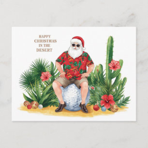 Cartes Pour Fêtes Annuelles Cactus de Noël du désert de golf Père Noël golfeur