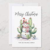 Cartes Pour Fêtes Annuelles Cactus Snowman Joyeux Noël (Devant)