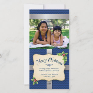Cartes Pour Fêtes Annuelles Cadeau Bleu Chevron Noël