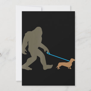 Cartes Pour Fêtes Annuelles Cadeau Chien Bigfoot promenant un Dachshund