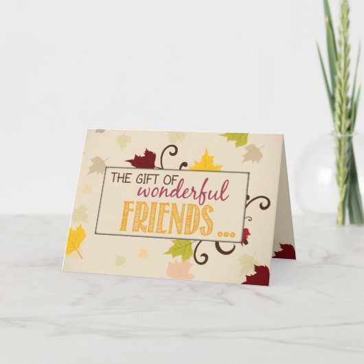 Cartes Pour Fêtes Annuelles Cadeau d'action de grâce Feuilles d'amis (Devant)