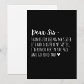 Cartes Pour Fêtes Annuelles Cadeau D'Appréciation Pour Soeurs. (Devant / Derrière)