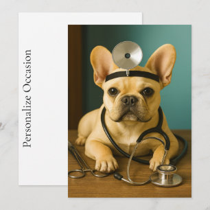 Cartes Pour Fêtes Annuelles Cadeau de chiots docteur Bouledogue français Vœux