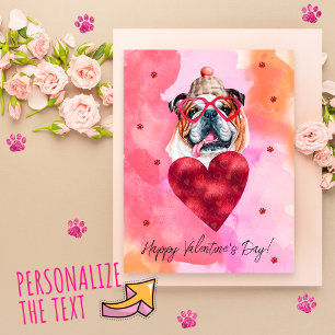 Cartes Pour Fêtes Annuelles Cadeau de la Saint-Valentin Bouledogue Anglais Ora