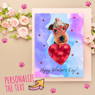 Cartes Pour Fêtes Annuelles Cadeau de la Saint-Valentin Chien Airedale Violet