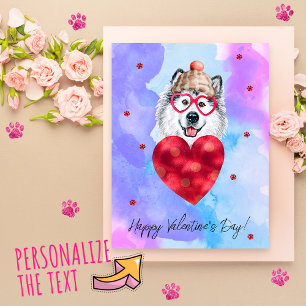 Cartes Pour Fêtes Annuelles Cadeau de la Saint-Valentin Chien Bleu Violet d'Al