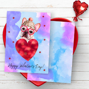 Cartes Pour Fêtes Annuelles Cadeau de la Saint-Valentin Chien Bouledogue Franç