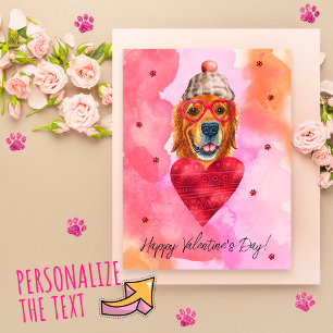 Cartes Pour Fêtes Annuelles Cadeau de la Saint-Valentin Chien Retriever doré r