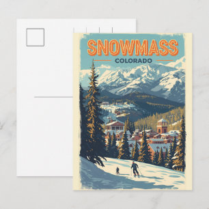 Cartes Pour Fêtes Annuelles Cadeau de neige vintage hivernal SNOWMASS aspen Co