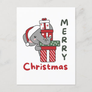 Cartes Pour Fêtes Annuelles Cadeau de Noël d'éléphant Animaux d'hiver éléphant