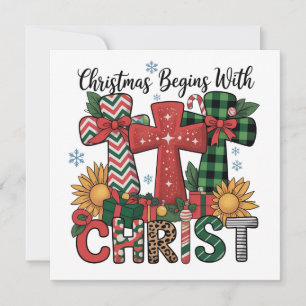 Cartes Pour Fêtes Annuelles Cadeau de Noël Joyeux Xmas Carreaux Religieux Croi