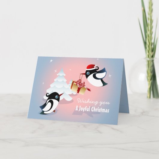 Cartes Pour Fêtes Annuelles Cadeau de Noël mignon d'oiseaux (Devant)