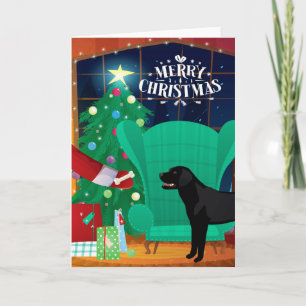 Cartes Pour Fêtes Annuelles Cadeau de Noël Père Noël Black Lab