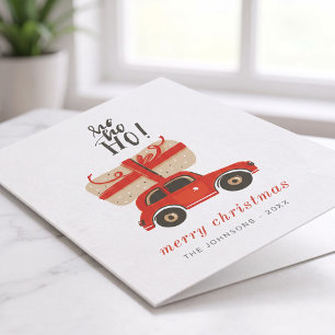 Cartes Pour Fêtes Annuelles Cadeau de Noël Voiture Rouge Chic Mignon Moderne