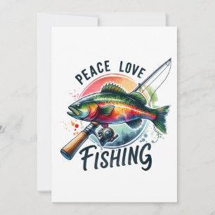 Cartes Pour Fêtes Annuelles Cadeau de Pêcheur Paix Amour Pêche