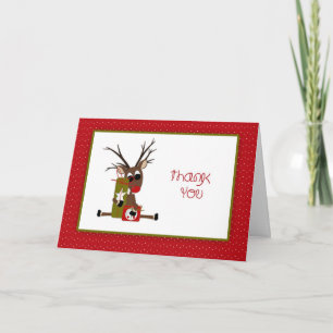 Cartes Pour Fêtes Annuelles Cadeau de vacances de renne mignon Merci