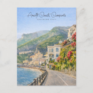 Cartes Pour Fêtes Annuelles Cadeau de voyage romantique aquarelle de la côte d