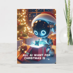 Cartes Pour Fêtes Annuelles Cadeau drôle de chatbot de Noël Ai pour entreprise