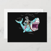 Cartes Pour Fêtes Annuelles Cadeau drôle de Halloween de requin zombie montant (Devant / Derrière)