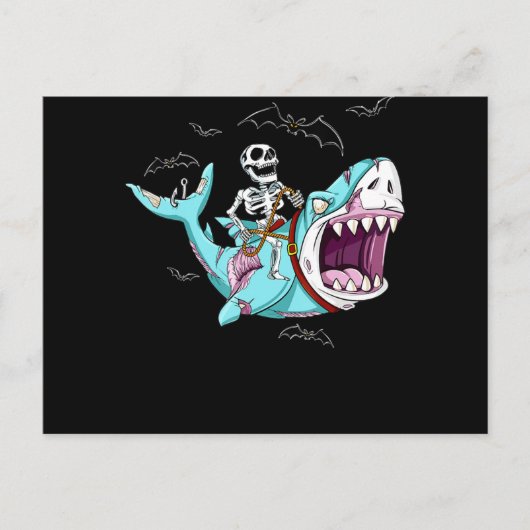 Cartes Pour Fêtes Annuelles Cadeau drôle de Halloween de requin zombie montant (Devant)