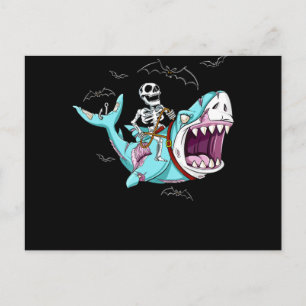 Cartes Pour Fêtes Annuelles Cadeau drôle d'Halloween Requin Zombie à cheval su