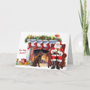 Cartes Pour Fêtes Annuelles Cadeau du Père Noël Irish Water Spaniel Chien Noël