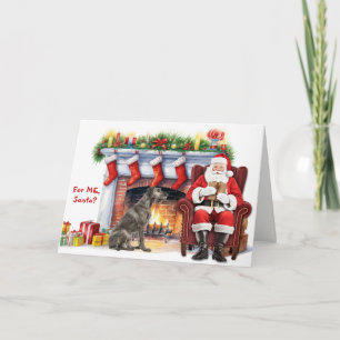 Cartes Pour Fêtes Annuelles Cadeau du Père Noël Irish Wolfhound Chien Noël