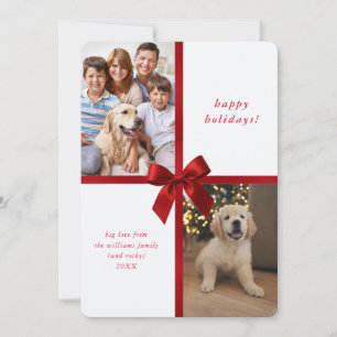 Cartes Pour Fêtes Annuelles Cadeau emballé avec un ruban rouge 2 photo famille