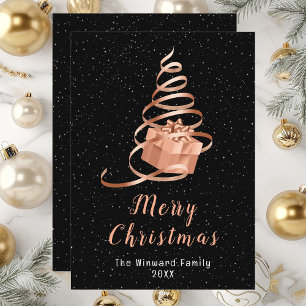 Cartes Pour Fêtes Annuelles Cadeau rose Gold et Black Ribbon Joyeux Noël