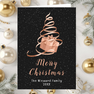 Cartes Pour Fêtes Annuelles Cadeau rose Gold et Black Ribbon Joyeux Noël