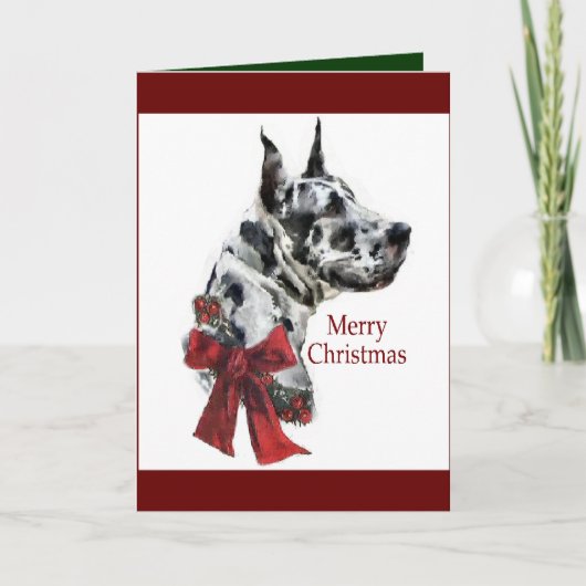 Cartes Pour Fêtes Annuelles Cadeaux de Noël Arlequin Great Dane (Devant)