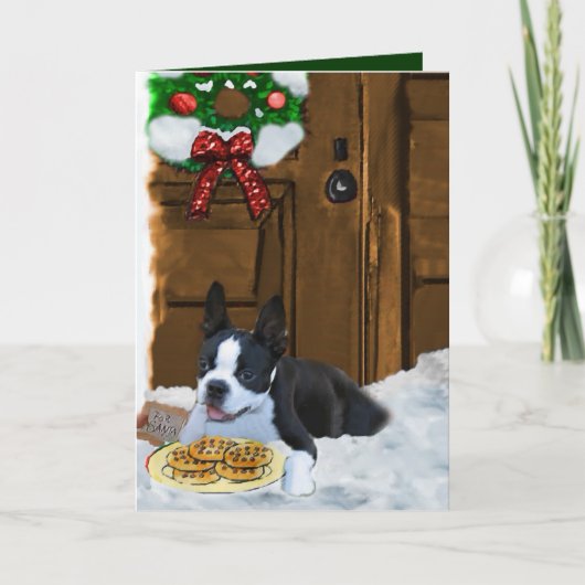 Cartes Pour Fêtes Annuelles Cadeaux de Noël Boston Terrier (Devant)