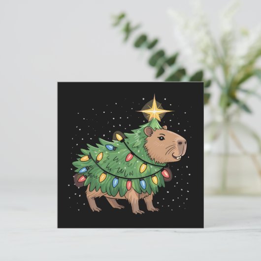Cartes Pour Fêtes Annuelles Cadeaux de Noël Capybara Capy Arbre de Noël drôle (Debout devant)