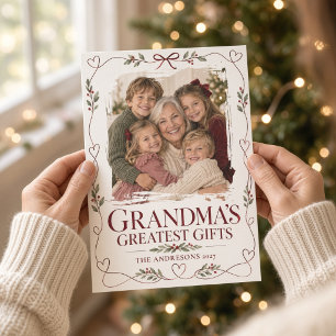 Cartes Pour Fêtes Annuelles Cadeaux de Noël de grand-mère Cœurs de photo de No