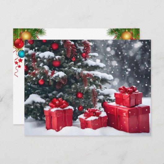 Cartes Pour Fêtes Annuelles Cadeaux De Noël En Neige (Devant / Derrière)