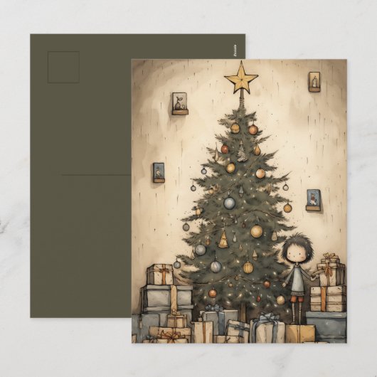 Cartes Pour Fêtes Annuelles Cadeaux De Noël Sous L'Arbre (Devant / Derrière)