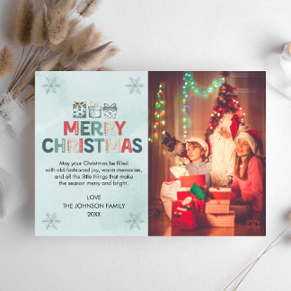 Cartes Pour Fêtes Annuelles Cadeaux de photo de famille de Noël Message rétro