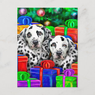 Cartes Pour Fêtes Annuelles Cadeaux ouverts de Noël dalmate