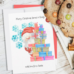 Cartes Pour Fêtes Annuelles Cadeaux père Noël et flocons de neige Enfants très