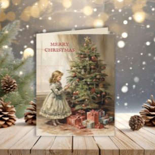 Cartes Pour Fêtes Annuelles Cadeaux vintage de fille de l'arbre de Noël