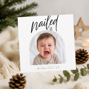 Cartes Pour Fêtes Annuelles Cadre à arc Nailed It Drôle de bébé Photo de Noël