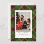 Cartes Pour Fêtes Annuelles Cadre à carreaux vert et rouge Joyeux Noël (Devant)