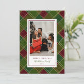 Cartes Pour Fêtes Annuelles Cadre à carreaux vert et rouge Joyeux Noël (Debout devant)